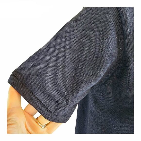 Vintage Emma James Short Sleeved Embroidered Black Sweater Size M - Picture 5 of 12